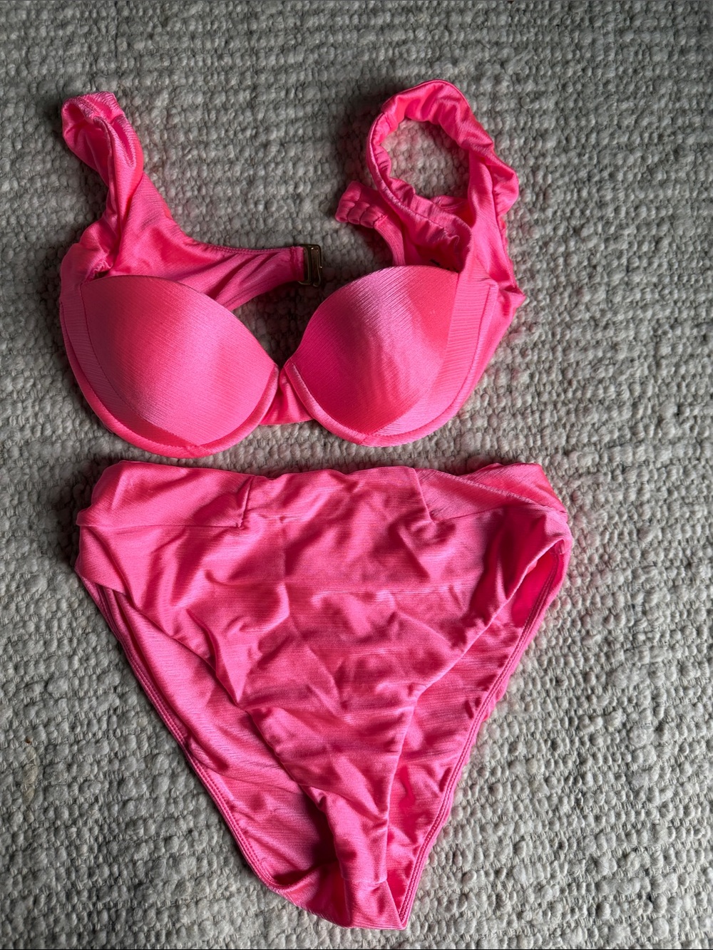 Lovers + Friends Neon Pink Underwire High-Waist Bikini Set